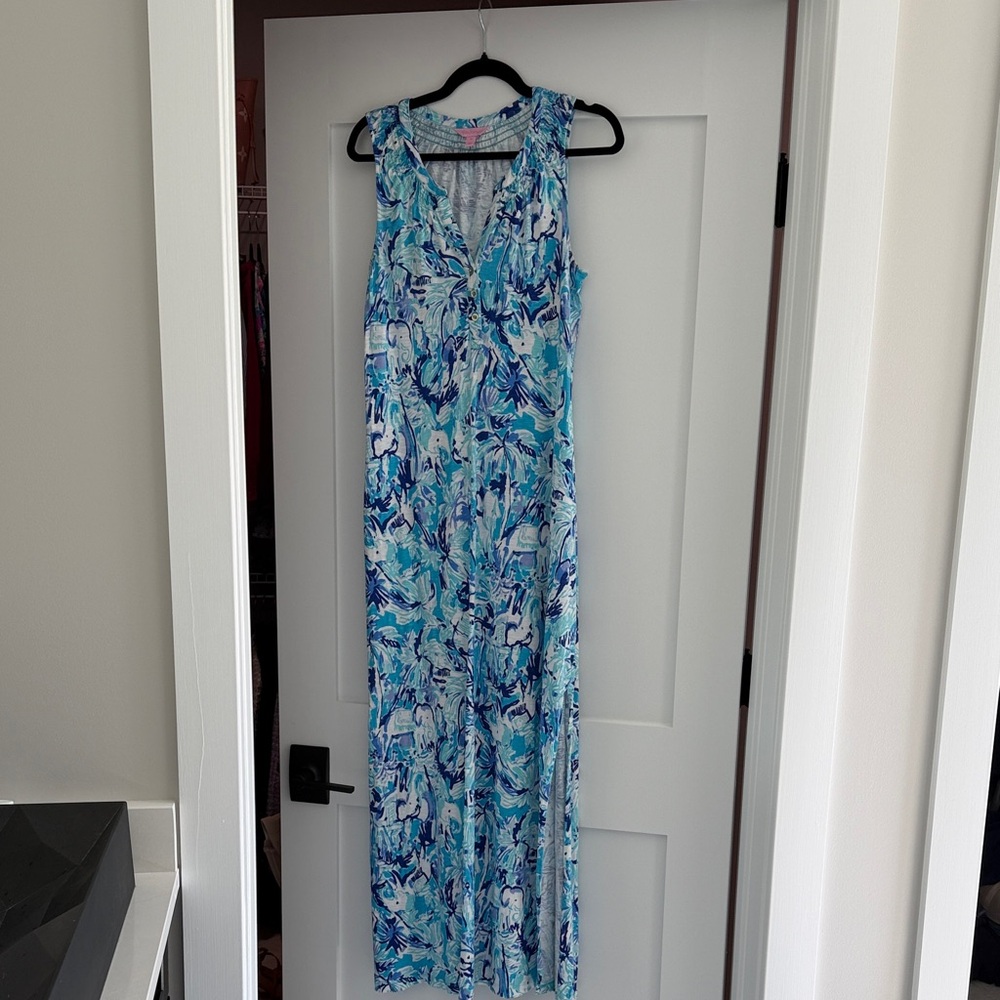 Lilly Blue Multi-Print Maxi Dress